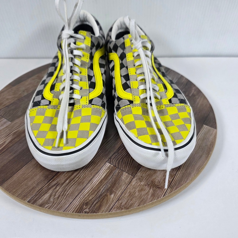 Vans Old Skool M Sz 9.5/ W 10.5 Yellow Gray Checkerboard Suede Skate Sneakers - Picture 9 of 10